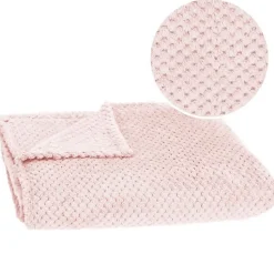 Couverture - SPRINGOS - 200x220 cm - Douce - Rose - Polyester avec texture