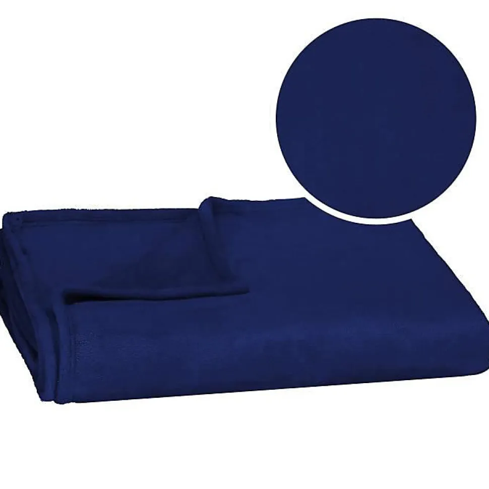 Couverture - SPRINGOS - 200x220 cm - Bleu royal - 100% polyester - Douce et chaude