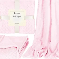 Couverture - SPRINGOS - Zigzag - 130 x 180 cm - Polyester - Douce et chaude