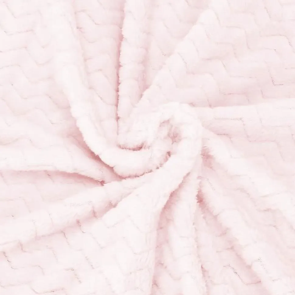 Couverture - SPRINGOS - Zigzag - 130 x 180 cm - Rose pastel - Douce et chaude