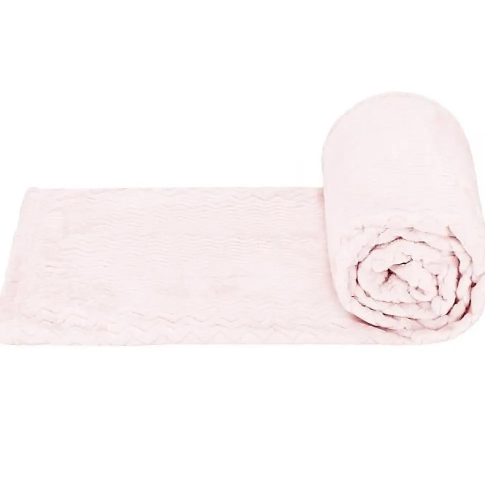 Couverture - SPRINGOS - Zigzag - 130 x 180 cm - Rose pastel - Douce et chaude