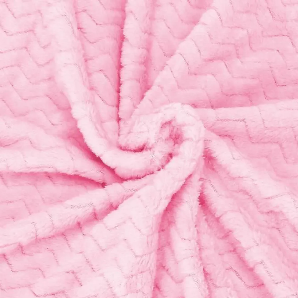 Couverture - SPRINGOS - Zigzag - 130 x 180 cm - Polyester - Rose bébé
