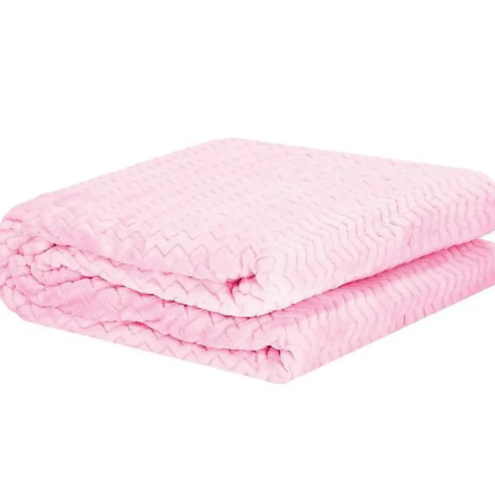Couverture - SPRINGOS - Zigzag - 130 x 180 cm - Polyester - Rose bébé