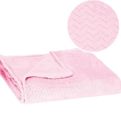 Couverture - SPRINGOS - Zigzag - 130 x 180 cm - Polyester - Rose bébé