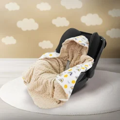 Couverture bébé moelleuse Joyz 84x84 cm beige motif arc-en-ciel en coton/polyester lavable à machine