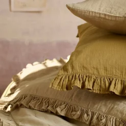 Couverture courtepointe en mousseline de coton 150x150 cm + 5 cm ELZA jaune jasmin