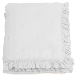 Couverture courtepointe en mousseline de coton 150x150 cm + 5 cm ELZA blanc neige