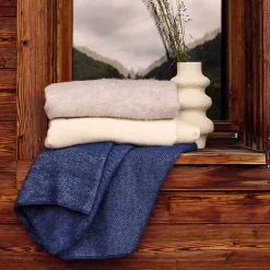 Couverture en laine mélangée 180x240 cm OSLOO beige naturel