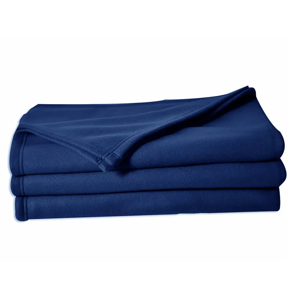 Couverture en polaire unie (180x220 cm - Bleu Marine)