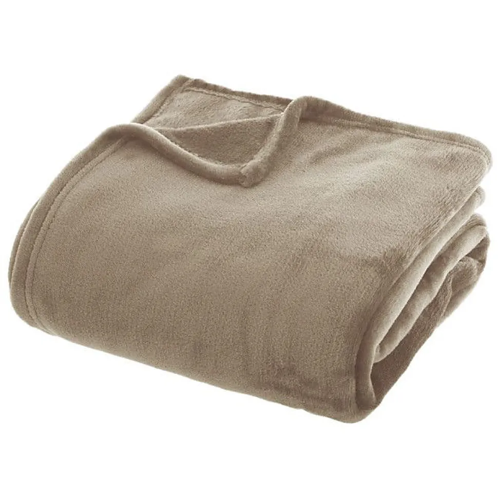 Couverture flanelle Atmosphera 180 x 230 cm beige polyester