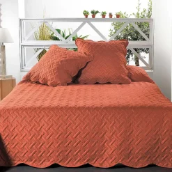 Couverture molletonné surpiquage graphique (250x260 cm - Cuivre)