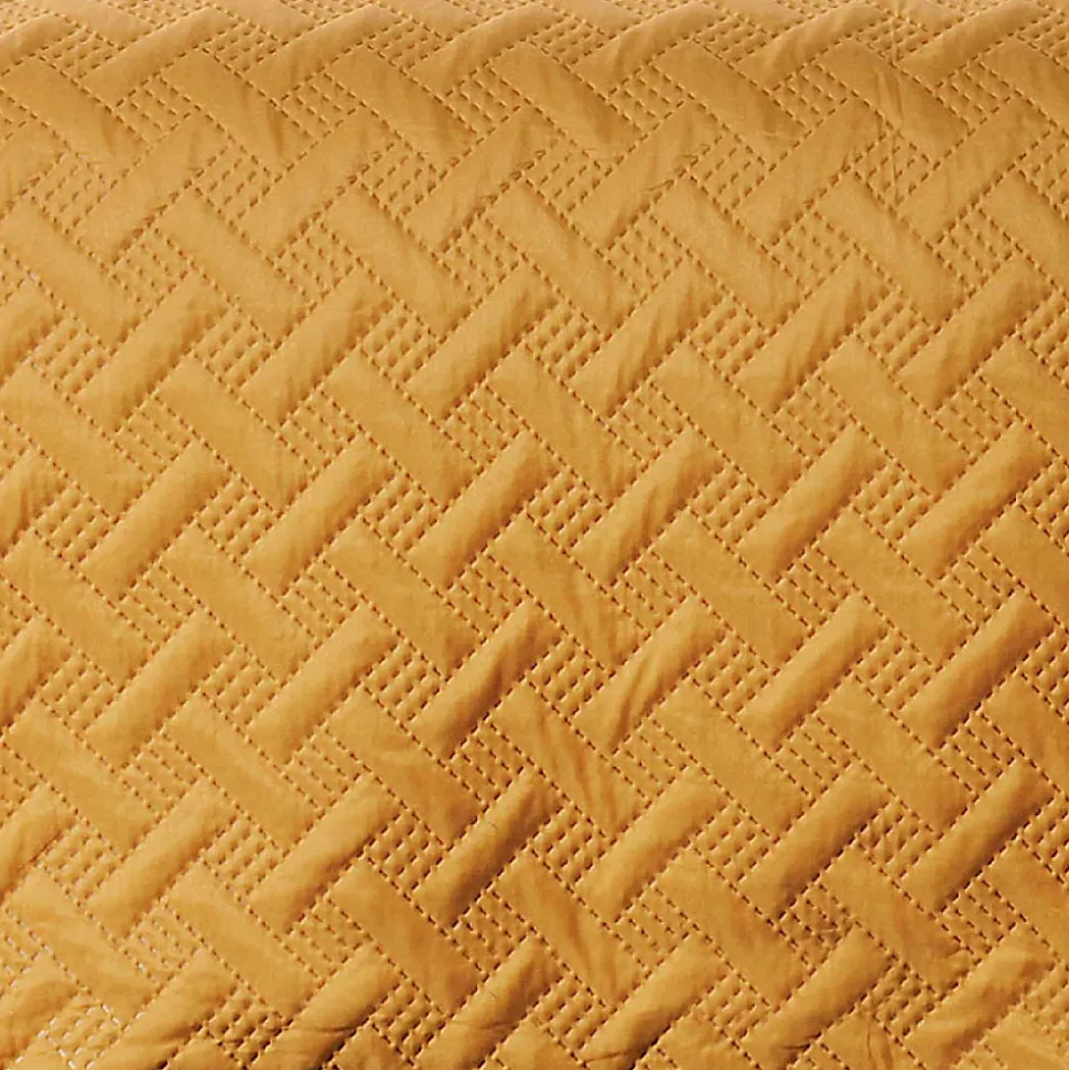 Couverture molletonné surpiquage graphique (150x150 cm - Jaune)