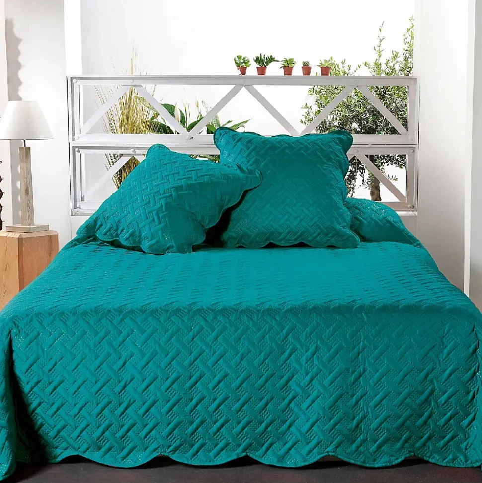 Couverture molletonné surpiquage graphique (230x250 cm - Turquoise)
