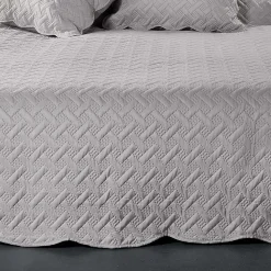 Couverture molletonné surpiquage graphique (150x150 cm - Gris clair)