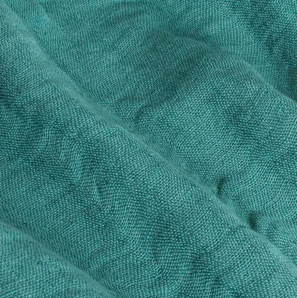 Couverture plaid 100% coton bleu turquoise avec franges 130x170cm BITALD - SACASA