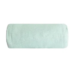 Couverture plaid 100% coton bleu turquoise avec franges 180x220cm ZIGORA - SACASA