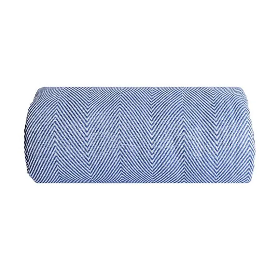 Couverture plaid 100% coton bleu marine avec franges 180x220cm ZIGORA - SACASA