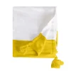 Couverture plaid 100% coton jaune avec pompons 130x170cm SLAVANN - SACASA