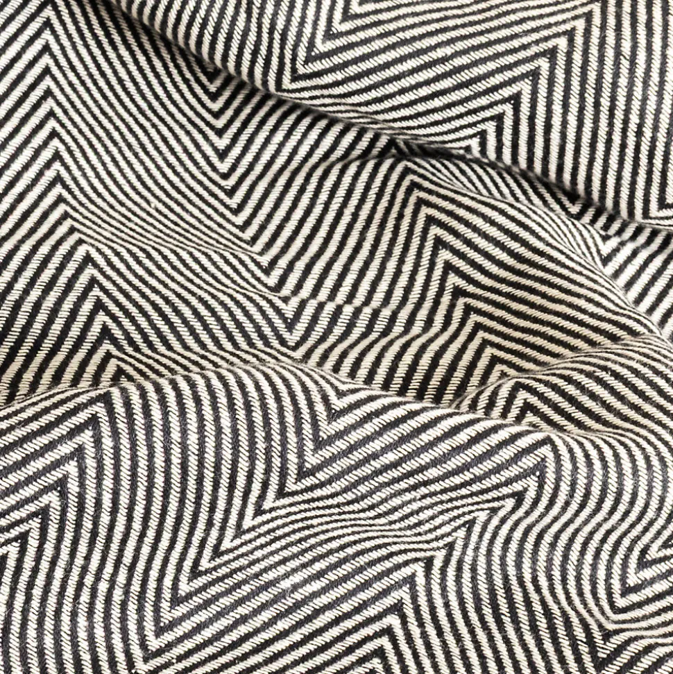 Couverture plaid 100% coton noire avec franges ZIGGY - SACASA