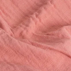 Couverture plaid 100% coton rose saumon avec franges 180x220cm BITALD - SACASA