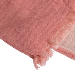 Couverture plaid 100% coton rose saumon avec franges 180x220cm BITALD - SACASA
