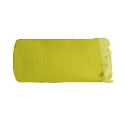 Couverture plaid 100% coton vert citron avec franges 130x170cm BITALD - SACASA