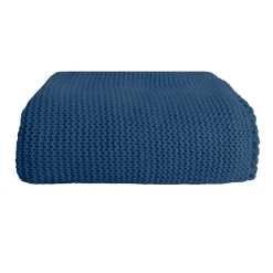 Couverture plaid bleu saphir 130x170cm TRICOVA - SACASA