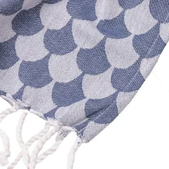 Couverture plaid DROPALL 100% coton bleu marine et blanc 130x170 cm - SACASA