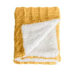 Couverture plaid en polyester jaune 130x170 cm - Collection BERGIL - SACASA