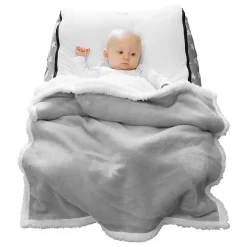 Couverture, plaid polaire pour enfant 75 x 100 cm en flanelle et sherpa ultra doux - Bleu - Monsieur Bébé