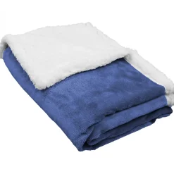 Couverture, plaid polaire pour enfant 75 x 100 cm en flanelle et sherpa ultra doux - Bleu - Monsieur Bébé