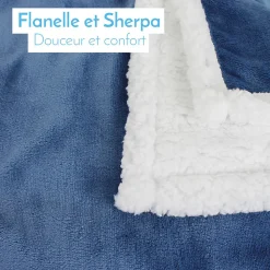 Couverture, plaid polaire pour enfant 75 x 100 cm en flanelle et sherpa ultra doux - Bleu - Monsieur Bébé