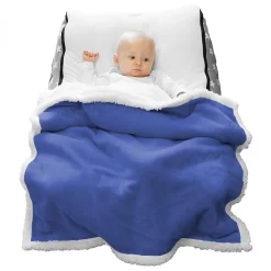 Couverture, plaid polaire pour enfant 75 x 100 cm en flanelle et sherpa ultra doux - Bleu - Monsieur Bébé
