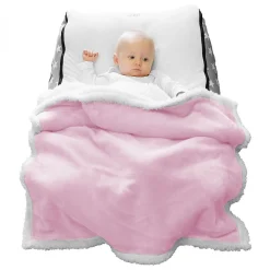 Couverture, plaid polaire pour enfant 75 x 100 cm en flanelle et sherpa ultra doux - Bleu - Monsieur Bébé