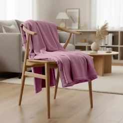 Couverture plaid rose 130x170cm PANORA - SACASA