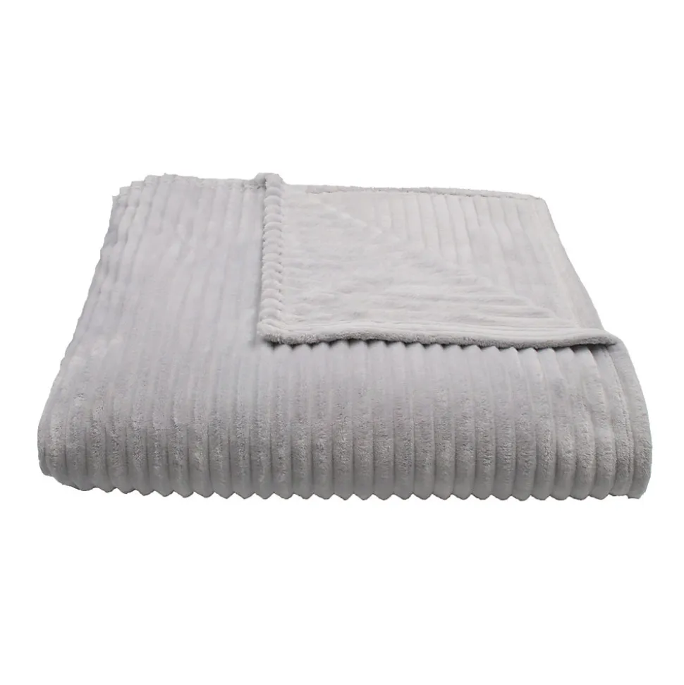 Couverture polaire - - Effet côtelé 3D (180x240 cm - Gris Perle)
