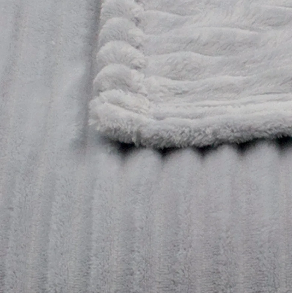 Couverture polaire - - Effet côtelé 3D (180x240 cm - Gris Perle)