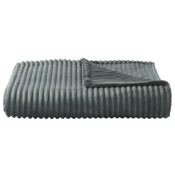 Couverture polaire - - Effet côtelé 3D (240x300 cm - Gris clair)