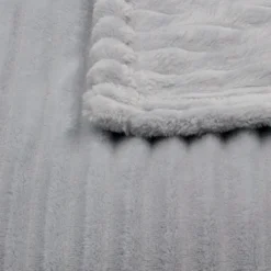 Couverture polaire - - Effet côtelé 3D (240x260 cm - Gris Perle)