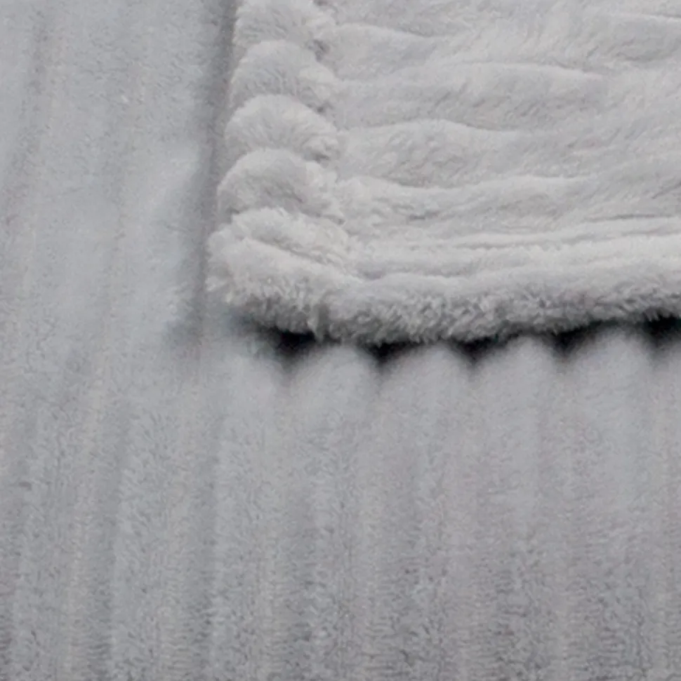 Couverture polaire - - Effet côtelé 3D (240x260 cm - Gris Perle)