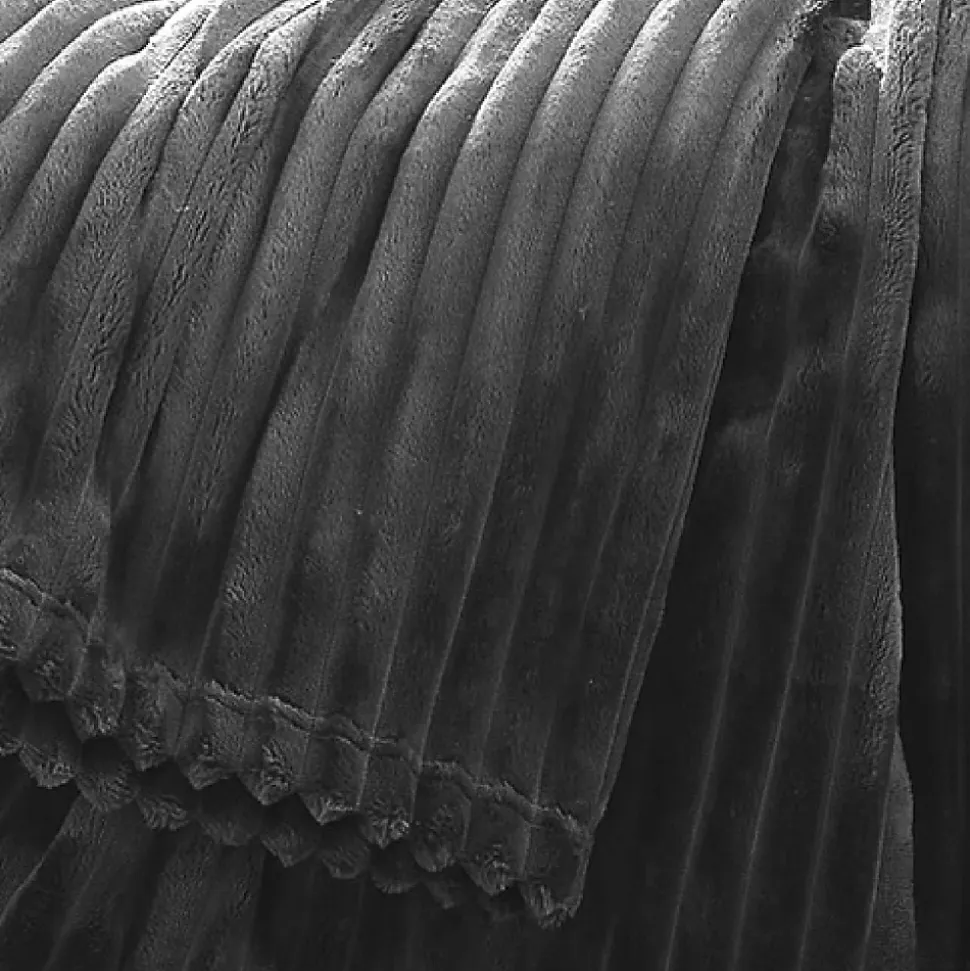 Couverture polaire - - Effet côtelé 3D (150x240 cm - Gris Foncé)
