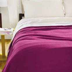 Couverture polaire luxe 180x220 cm 100% polyester 430g/m2 NARVIK Violet Prune