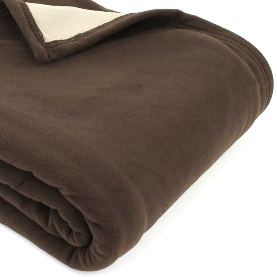 Couverture polaire luxe 180x220 cm 100% polyester 430g/m2 NARVIK Marron Chocolat