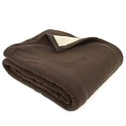 Couverture polaire luxe 180x220 cm 100% polyester 430g/m2 NARVIK Marron Chocolat