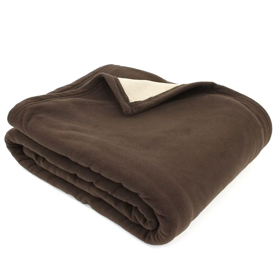 Couverture polaire luxe 180x220 cm 100% polyester 430g/m2 NARVIK Marron Chocolat