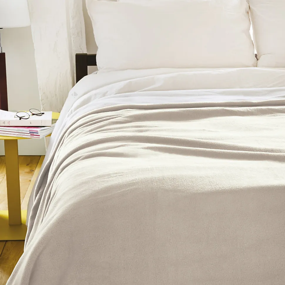 Couverture polaire luxe 180x220 cm 100% polyester 430g/m2 NARVIK Galet/Naturel