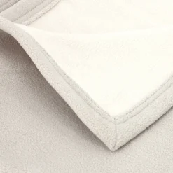 Couverture polaire luxe 180x220 cm 100% polyester 430g/m2 NARVIK Galet/Naturel