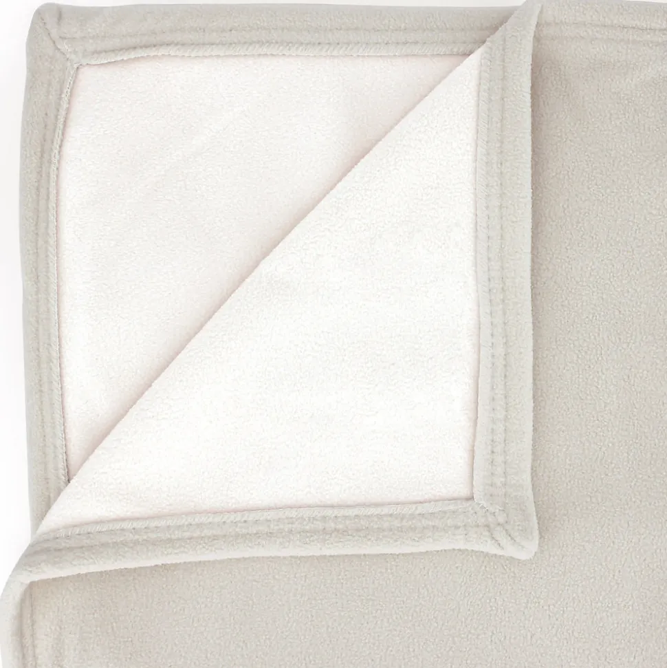 Couverture polaire luxe 180x220 cm 100% polyester 430g/m2 NARVIK Galet/Naturel