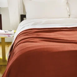 Couverture polaire luxe 180x220 cm NARVIK Gingembre/Naturel