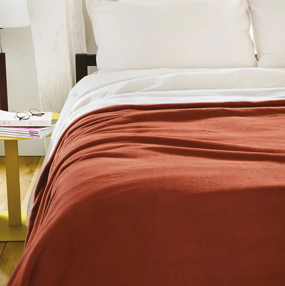 Couverture polaire luxe 180x220 cm NARVIK Gingembre/Naturel